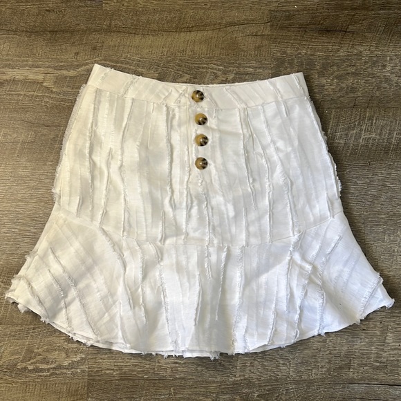 Marie Oliver White Silk Linen Blend Button Skirt Size 4 - Picture 1 of 10